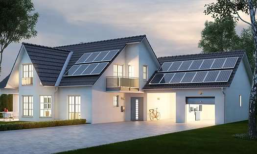 Modern home with solar panels